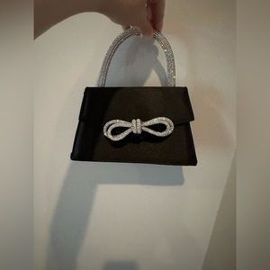COPY - USED ONCE black satin bow evening bag